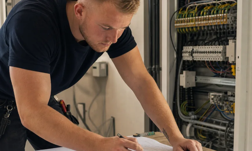 Ryddelig eltavle under test og gennemgang