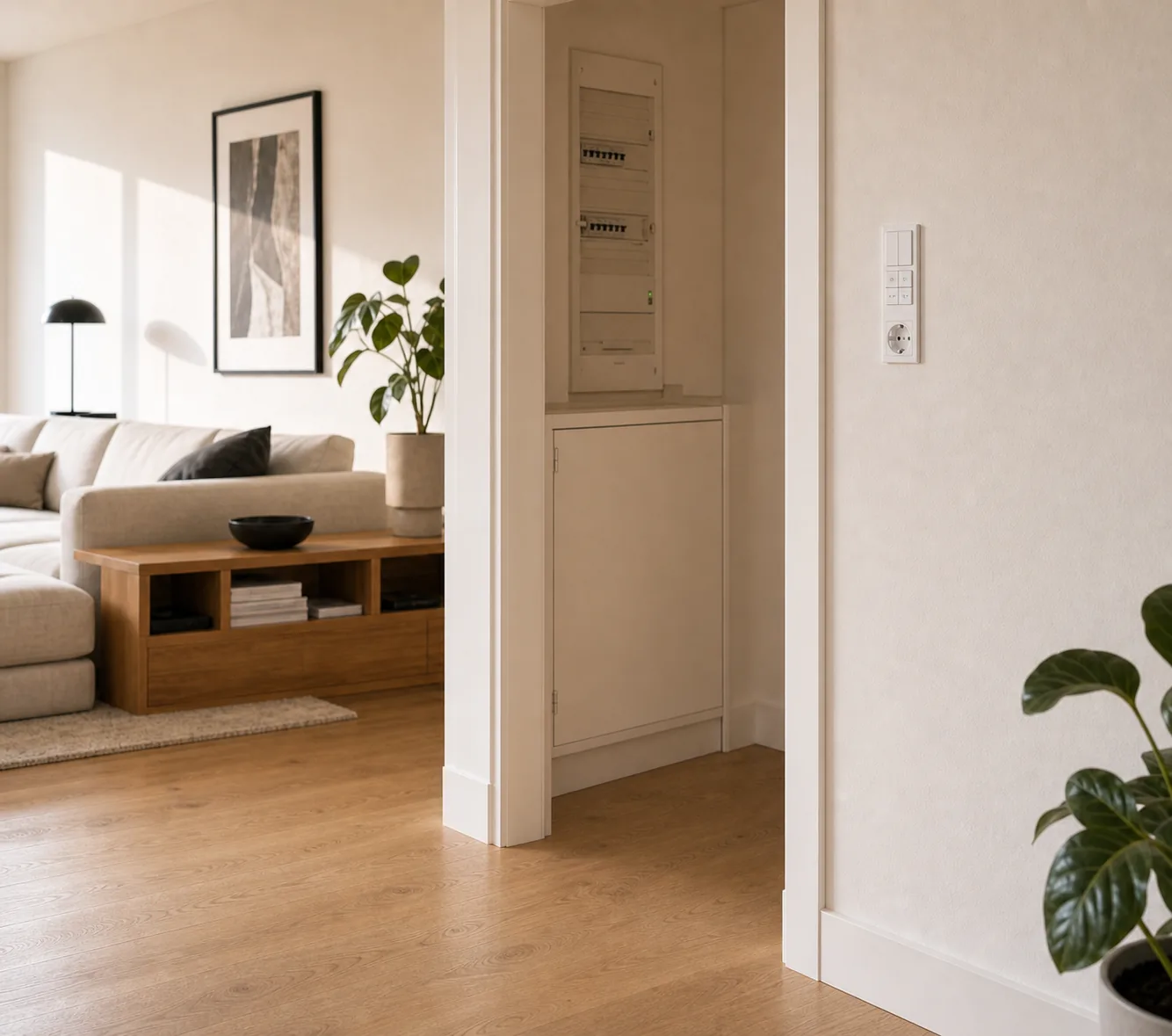 Færdig el-installation i moderne dansk hjem